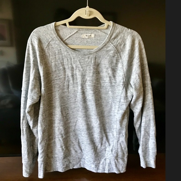 Madewell Sweaters - Madewell Light Gray Marbled Crew Neck Sweater